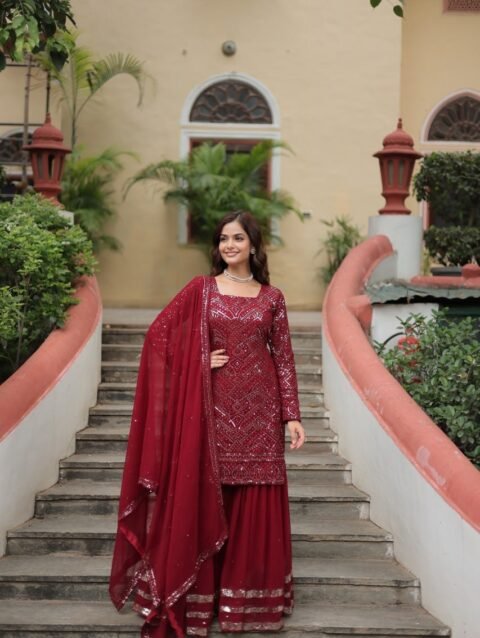 Kurti Plazo Set Faux Georgette